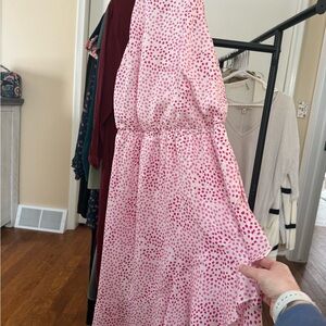 Express Fuchsia and White Spotted Dress